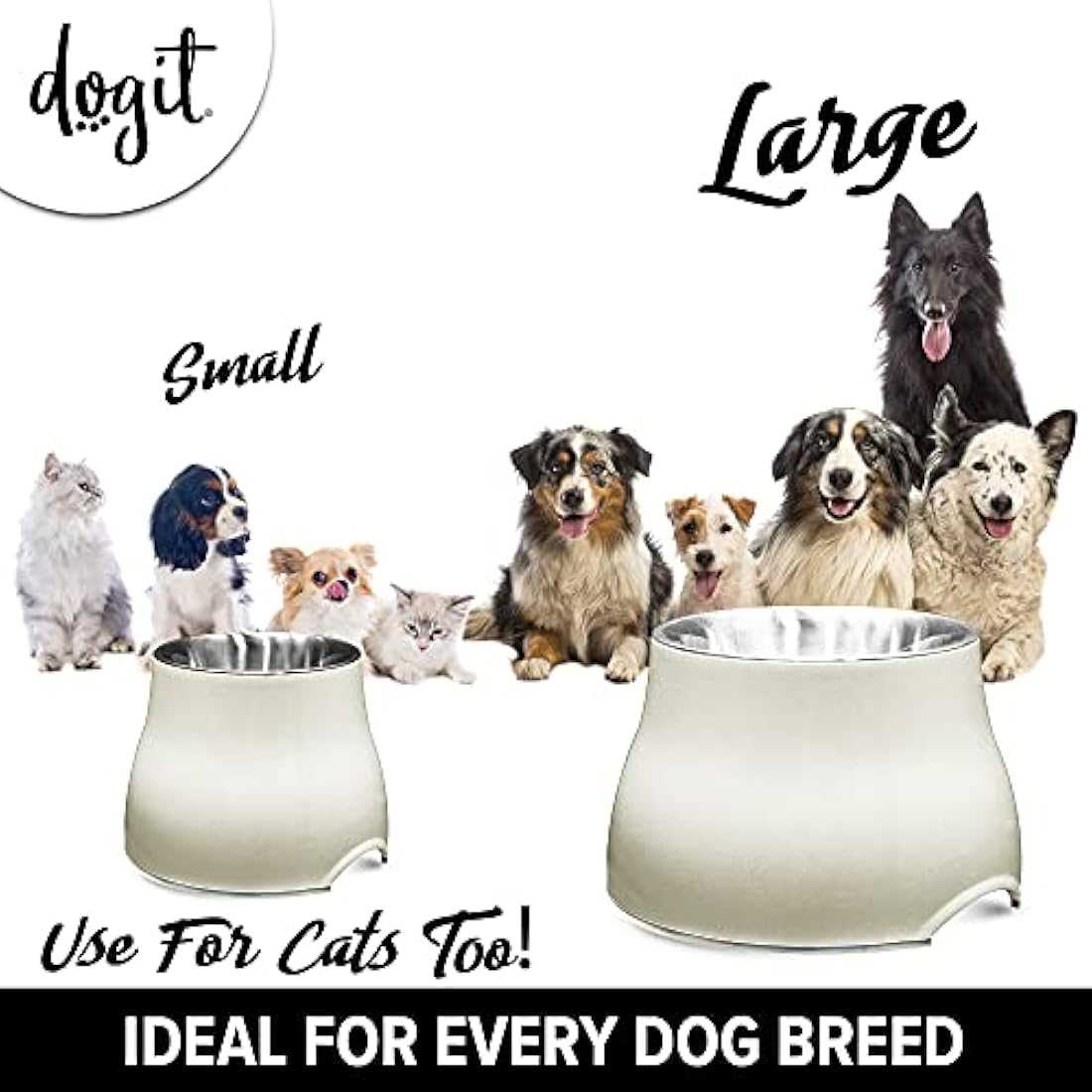 Dogit 2-in-1 Elevated Dog Bowl – Stainless Steel & Melamine, 900 ml