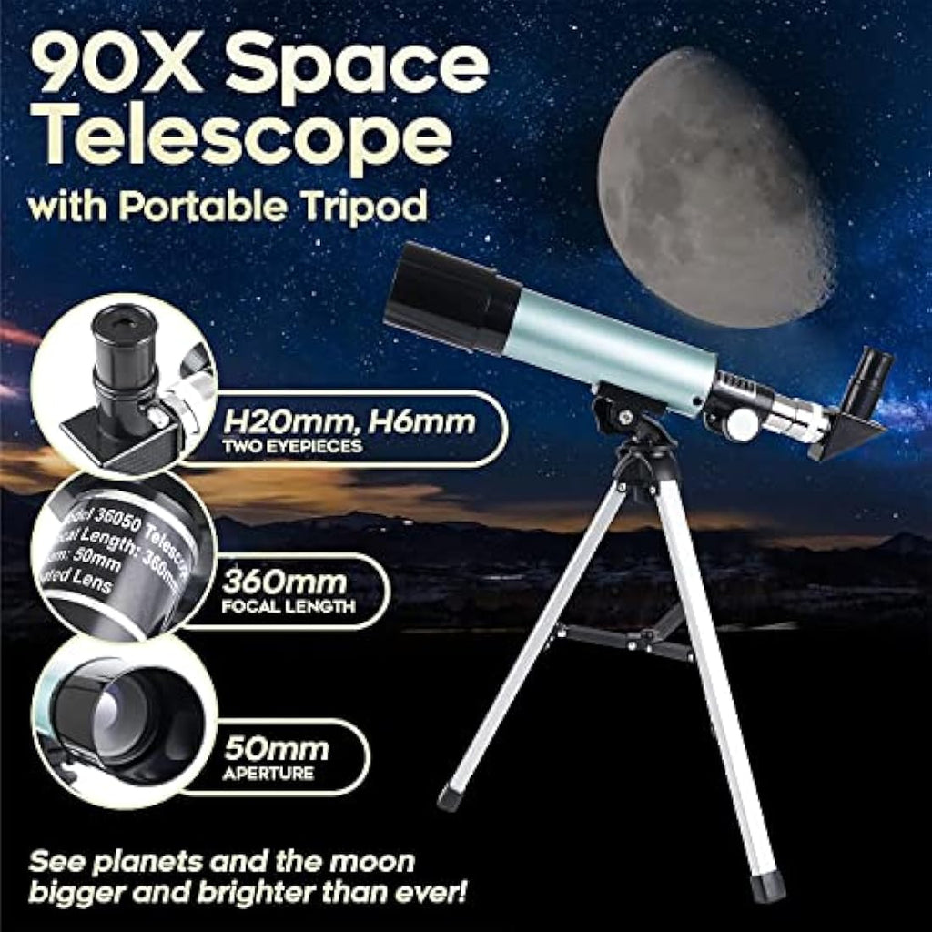Mijiao Astronomical Telescope for Kids – 90X HD Portable Refractor