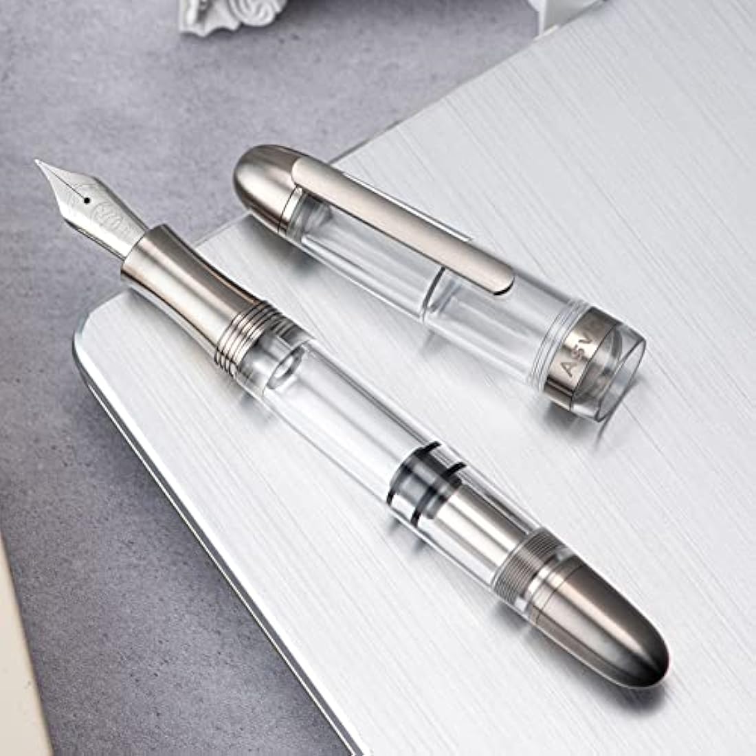 Asvine P36 Titanium Fountain Pen | Clear Acrylic Piston Filler Bock Nib