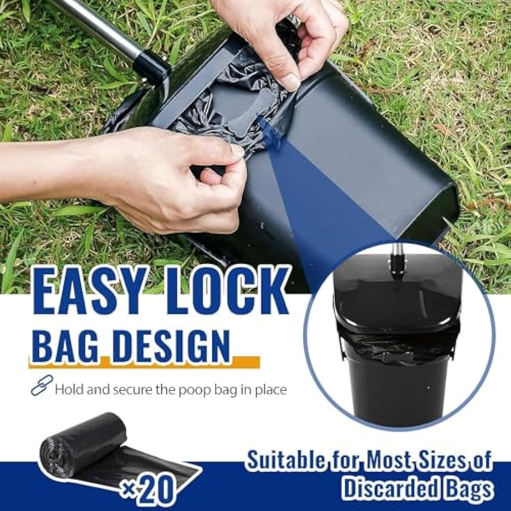 Dog Pooper Scooper – Heavy Duty Swivel Bin and Rake Set