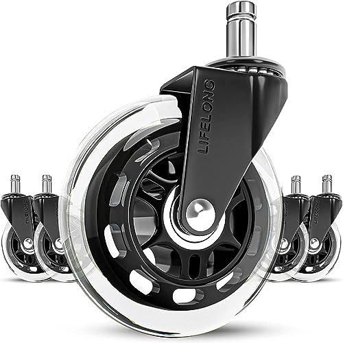 Jolof Store Office Chair Wheels - Heavy Duty Rubber Casters, 11x22mm