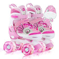 WESKIFAN Kids Dinosaur Roller Skates | Adjustable Quad Shoes with Light Up Wheels