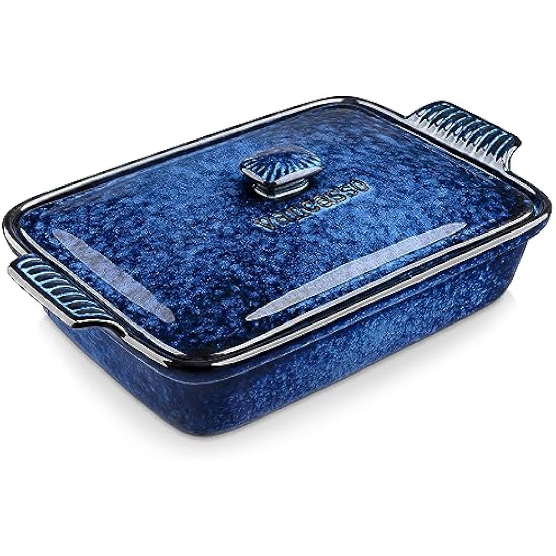 vancasso Starry 3.8 Qt Ceramic Casserole Dish with Lid | 9x13 Blue Stoneware