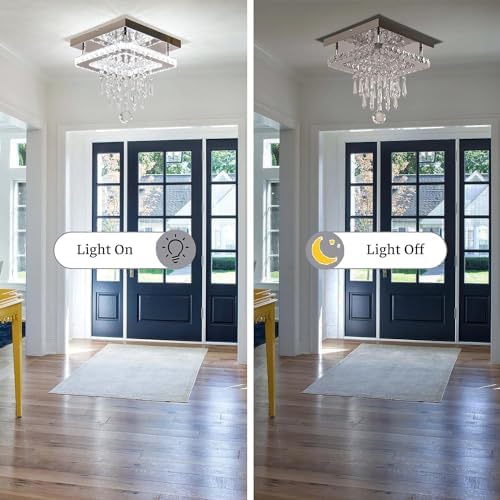 Modern K9 Crystal Square LED Flush Mount Ceiling Light