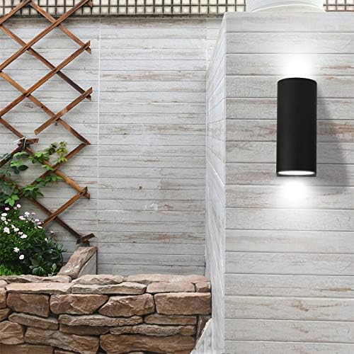 HLFVLITE Outdoor Wall Lights - 2-Pack Black Aluminum Up Down Sconce