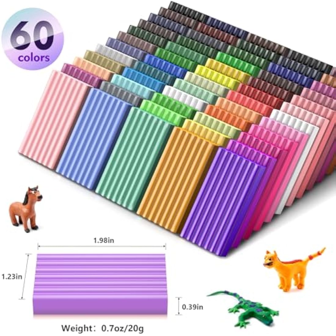 Aestd-ST 60 Colors Polymer Clay Kit – Oven Bake Modeling Clay for Kids