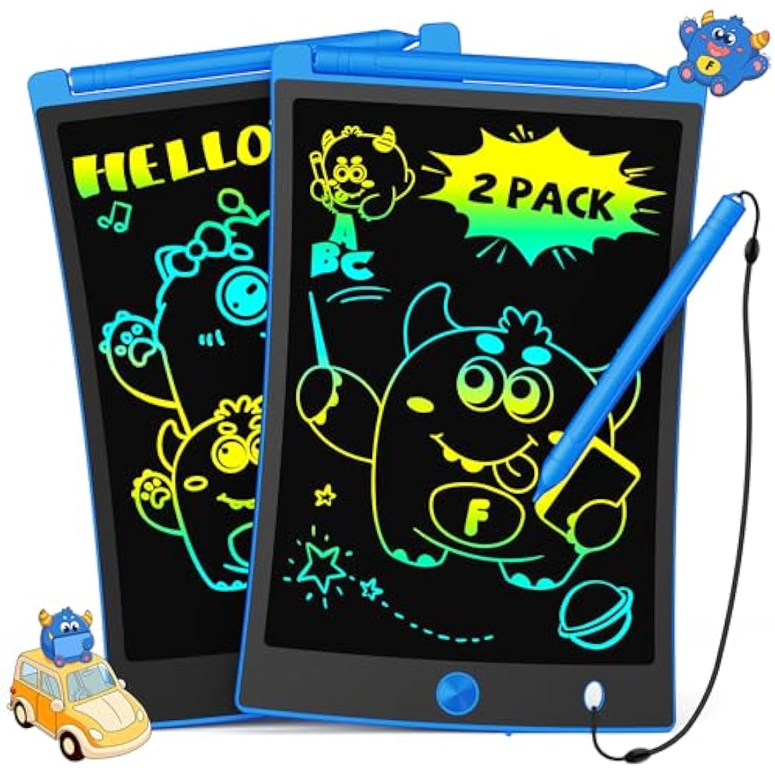 TEKFUN 8.5" LCD Writing Tablet 2-Pack | Colorful Drawing Board for Kids