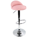 KKTONER Pink PU Leather Round Bar Stool - Adjustable Swivel Pub Chair