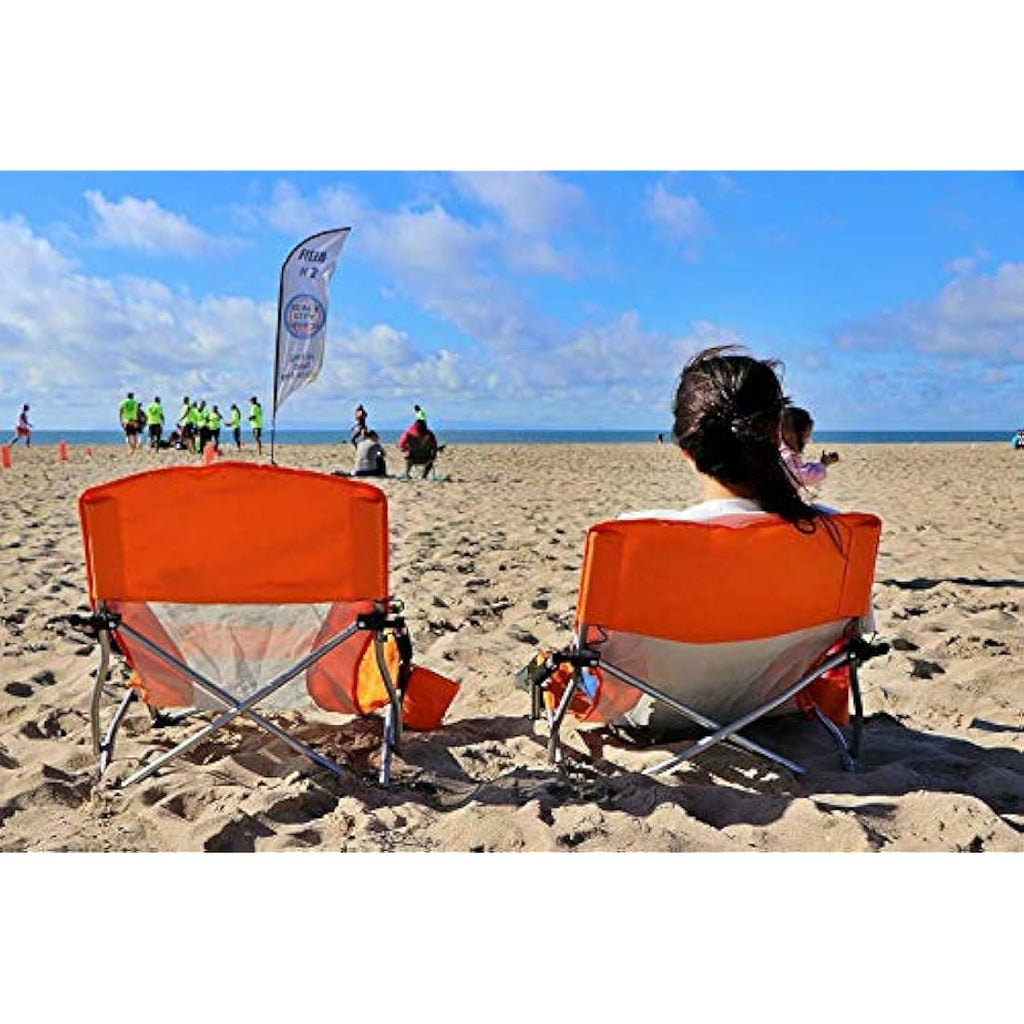 Nice C Low Beach Camping Folding Chair – Heavy Duty Steel & Mesh, Orange