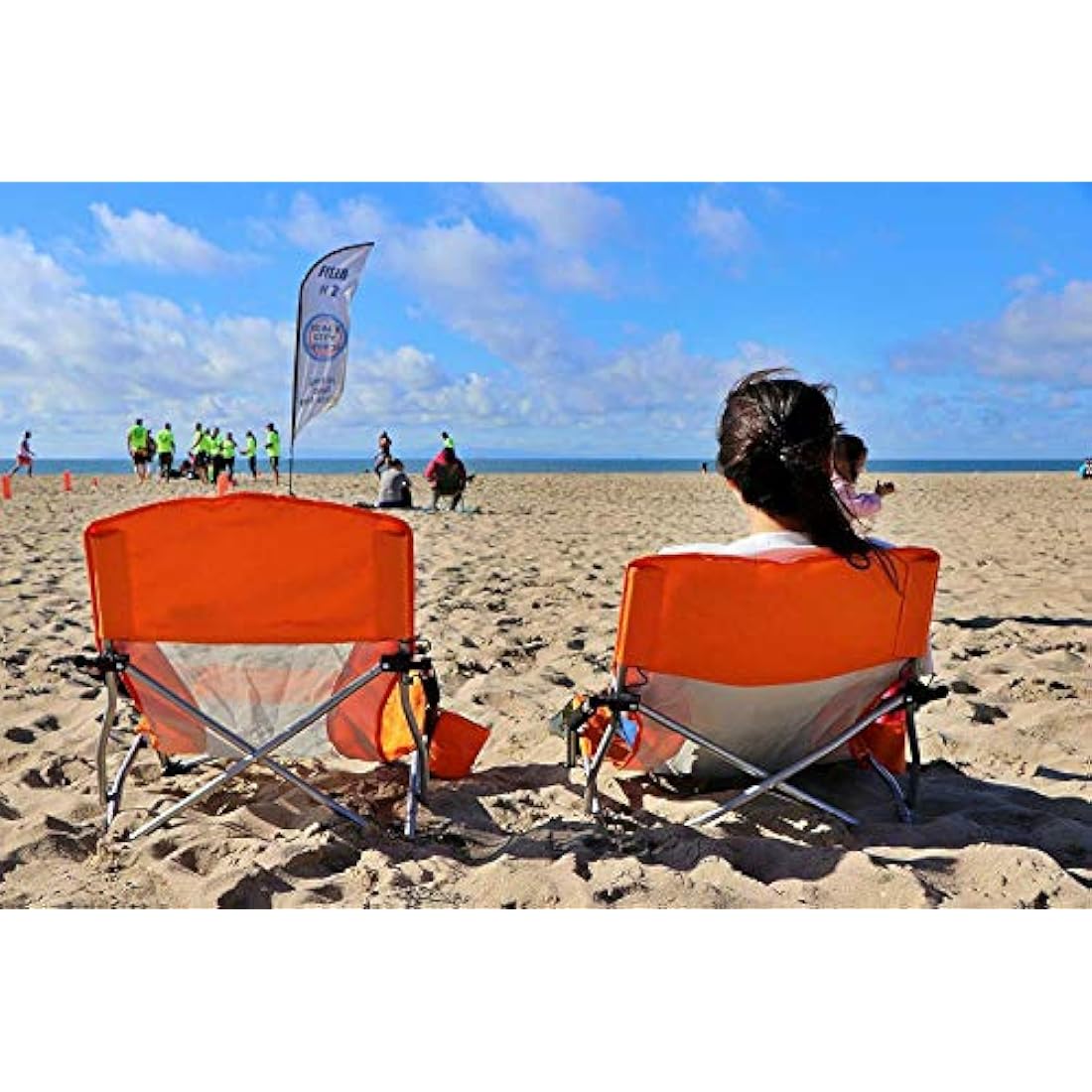 Nice C Low Beach Camping Folding Chair – Heavy Duty Steel & Mesh, Orange