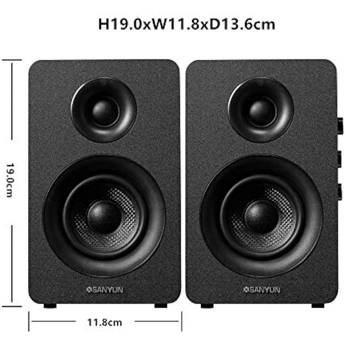 Sanyun SW208 3" Bluetooth 5.0 Bookshelf Speakers | 60W Carbon Fiber HiFi