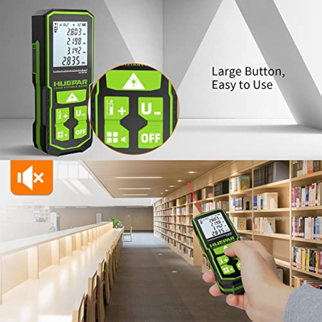 Huepar Laser Measure – 120M Digital Distance Meter with Angle Sensor