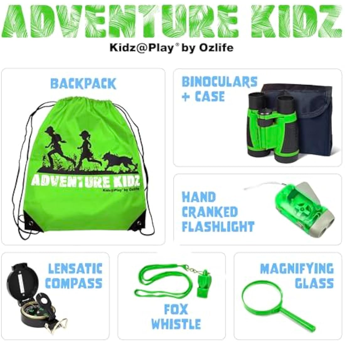 Adventure Kidz Outdoor Exploration Kit | 6-Piece STEM Camping Toy Set