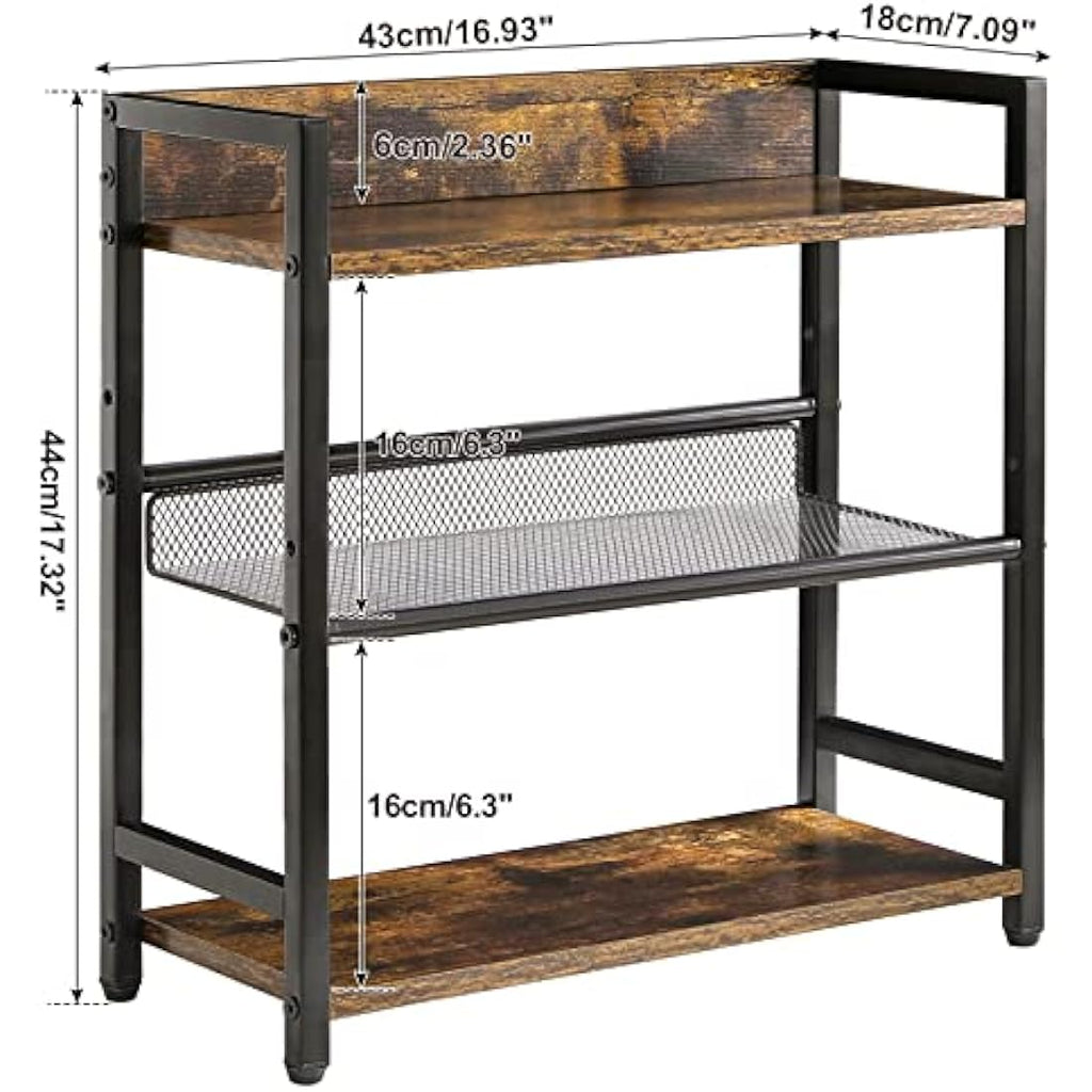 IBUYKE 3-Tier Spice Rack – Industrial Wood & Metal Countertop Organizer