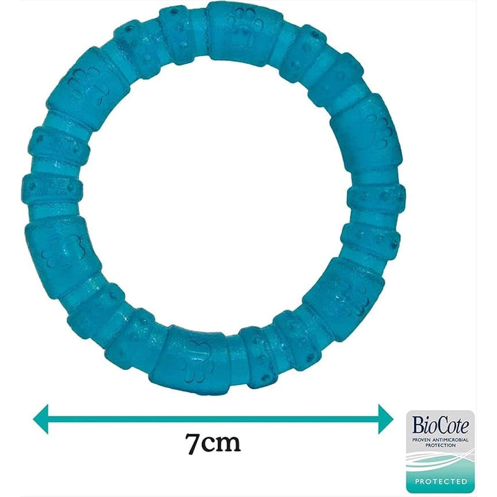 Rosewood BioSafe Puppy Ring – Antimicrobial Teething Chew Toy, Blue
