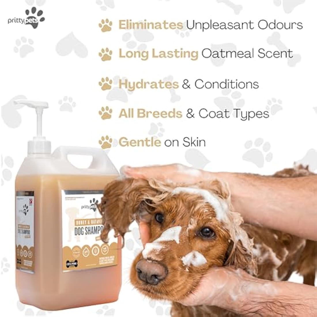 Pritty Pets Oatmeal Dog Shampoo – 5L Professional PH Balanced Puppy Formula