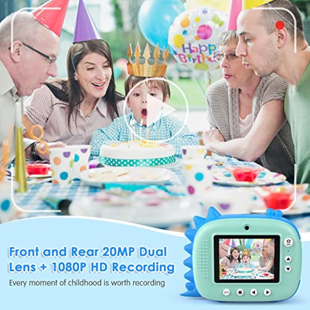 HiMont Kids Instant Print Camera | 20MP Digital Selfie Camera with 32GB Card