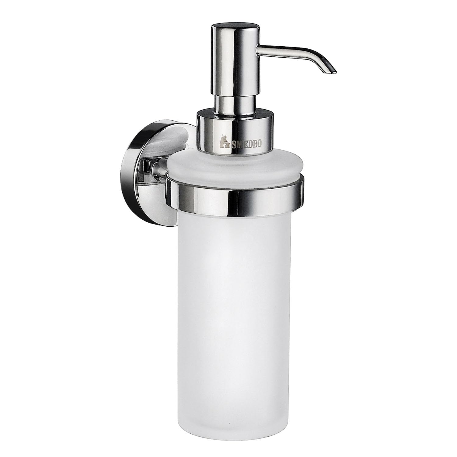 Smedbo Home Wall Mounted Soap Dispenser | Polished Chrome & Frosted Glass
