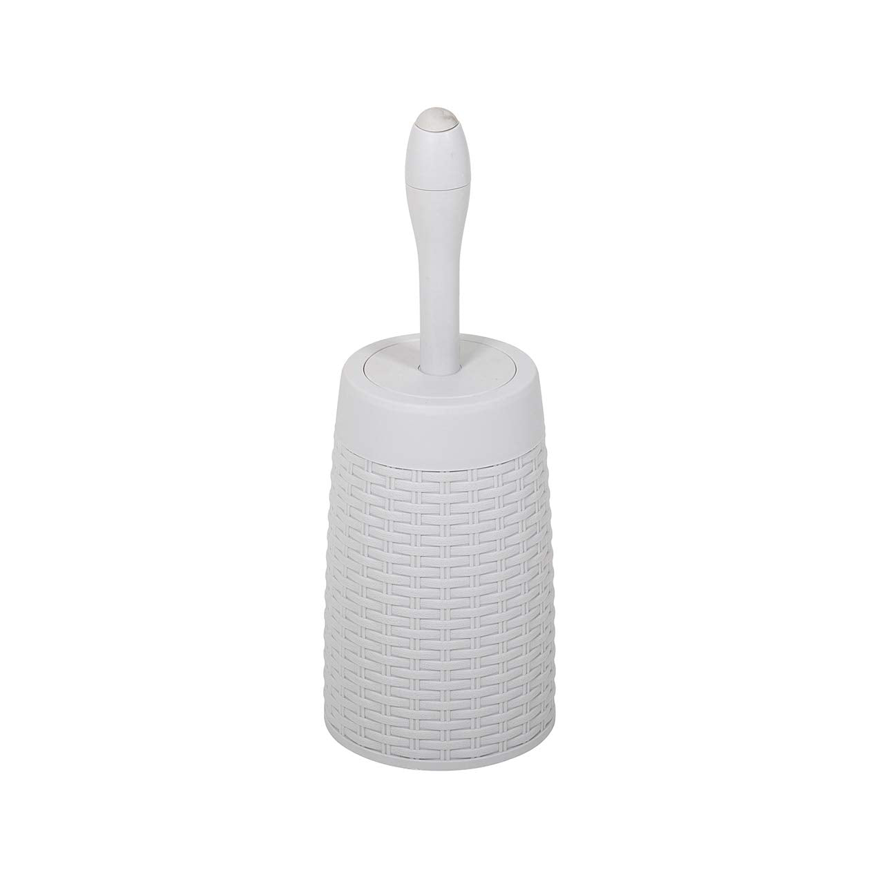 Addis Faux Rattan Toilet Brush Set with Detergent Dispenser – Light Grey