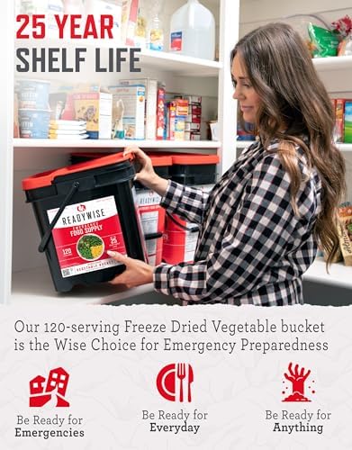 ReadyWise Emergency Food Supply | 120 Serving Freeze Dried Vegetable Bucket