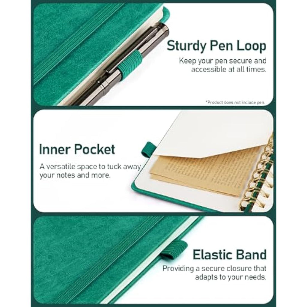 WEMATE Spiral Password Book with Alphabetical Tabs - Teal Hardcover Journal