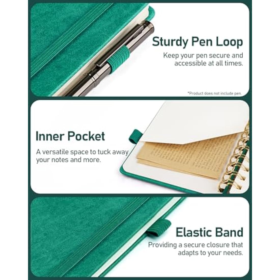 WEMATE Spiral Password Book with Alphabetical Tabs - Teal Hardcover Journal