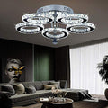 Modern Crystal Chandelier – 5 Ring LED Flush Mount Light