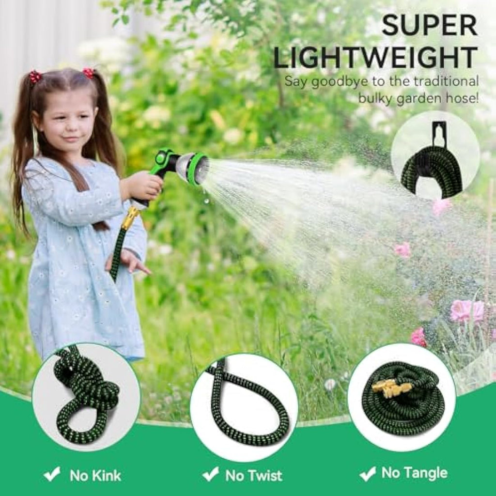 Jolof Store 50FT Expandable Garden Hose – 10 Function Nozzle & Metal Fittings