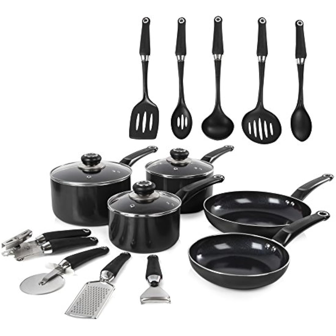Morphy Richards Equip 14 Piece Aluminium Non-Stick Cookware Set - Black