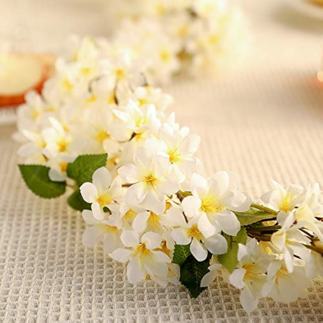 JUSTOYOU 2 Pcs Artificial Cherry Blossom Vine | 5.7FT Silk Sakura Garland