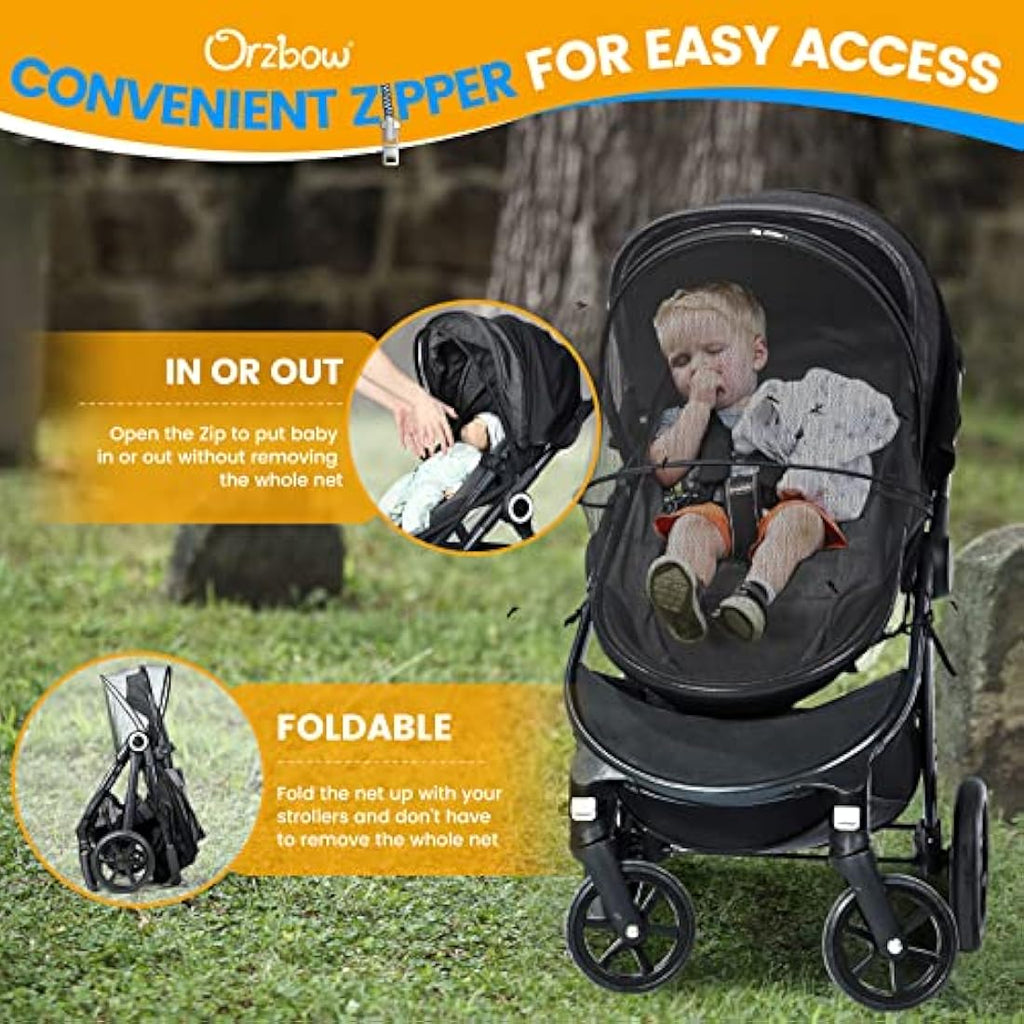 Orzbow Universal Pram Mosquito Net | UPF 50+ Sun Shade & Mesh Cover