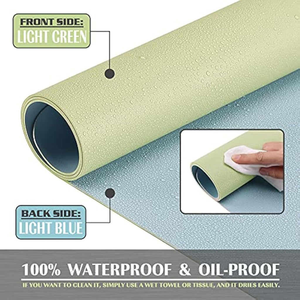 K KNODEL Leather Desk Mat – Dual-Sided Waterproof Office Pad, Light Green