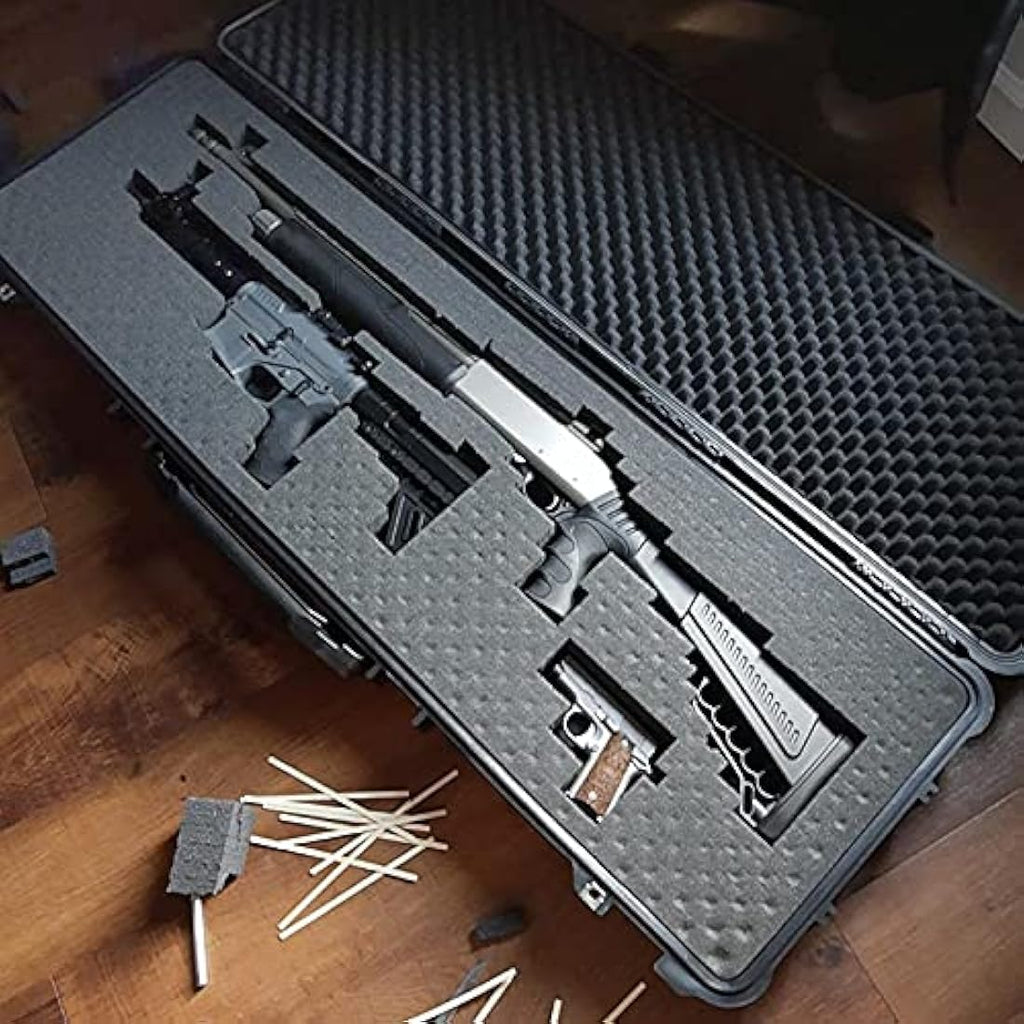 MEIJIA Waterproof Rolling Hard Rifle Case with Customizable Foam