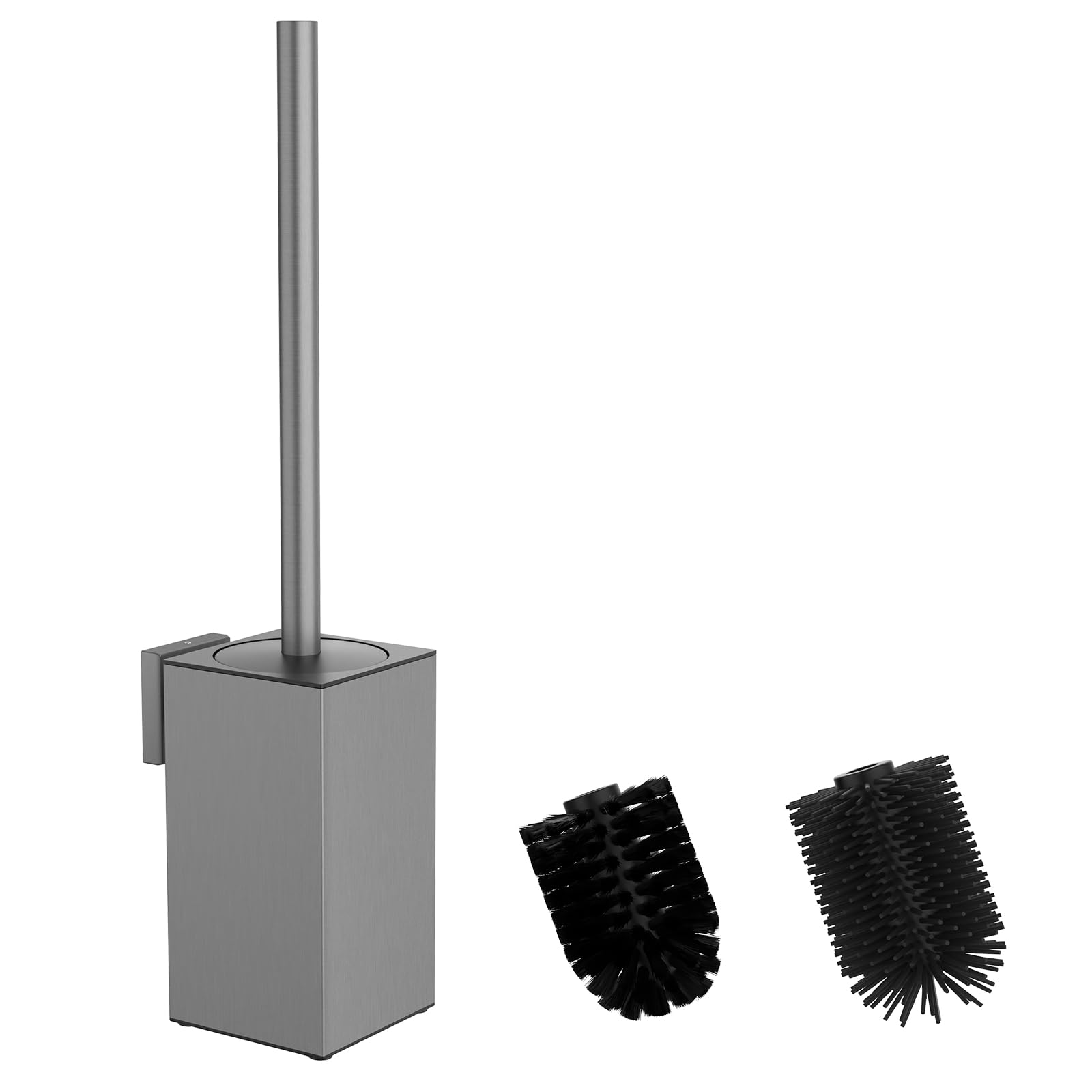 Jolof Store Stainless Steel Toilet Brush Set – Square Gray Wall Mount