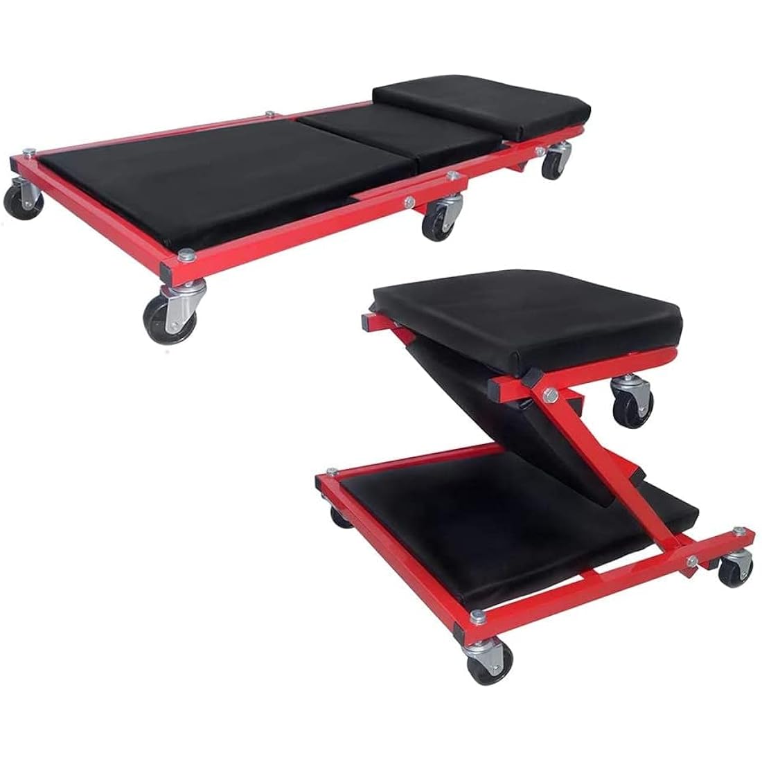 Motacare 2-in-1 Folding Car Creeper & Rolling Mechanic Stool Seat