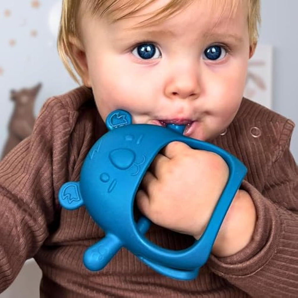 Infatot Silicone Teething Mitten 2-Pack – BPA-Free Baby Teether, Teal Blue