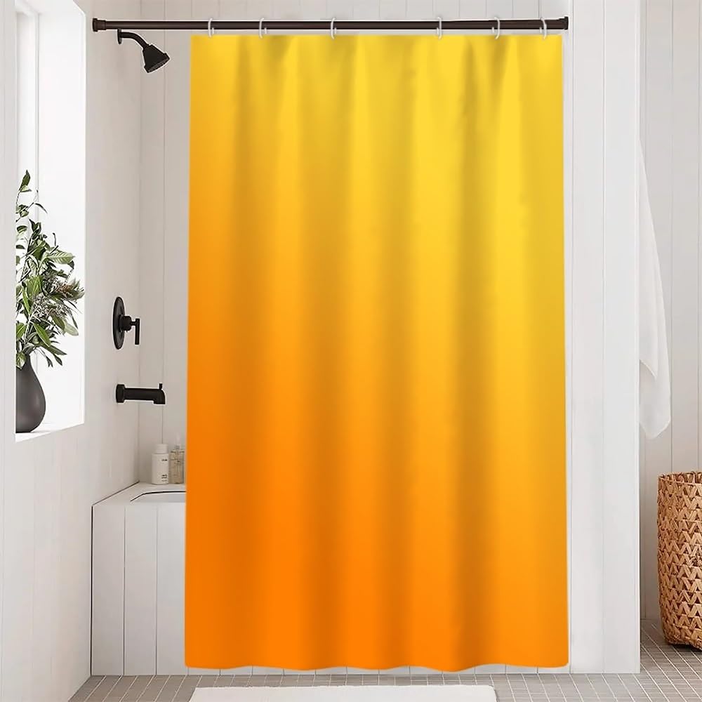 Uiiooazy Anti-Mould Shower Curtain | Orange Gradient Polyester | 120 x 180 cm