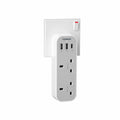 TESSAN Double Plug Adaptor UK | 2 Way MultiPlug with 3 USB Ports