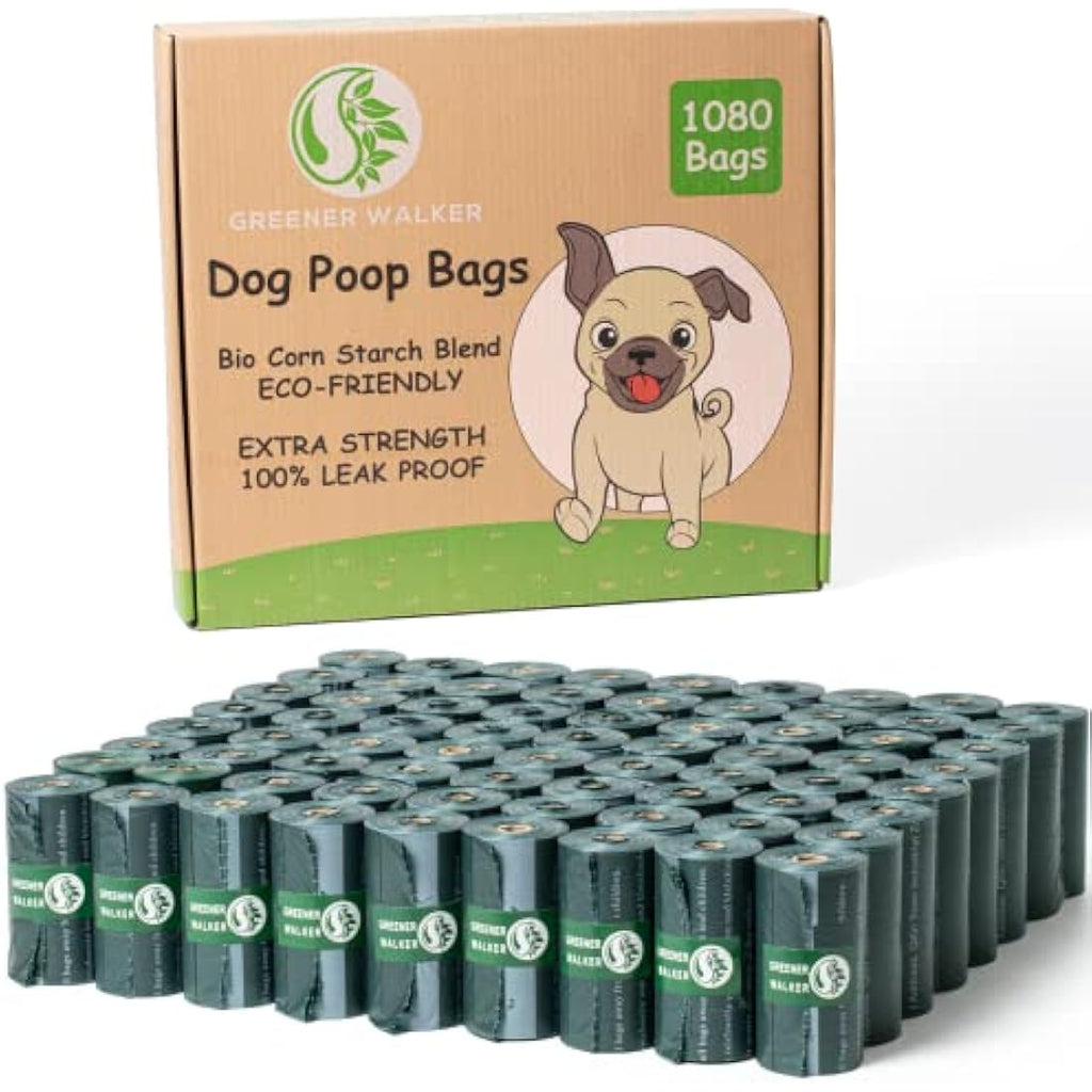 Greener Walker Biodegradable Dog Poop Bags – 1080 Extra Thick Leak Proof