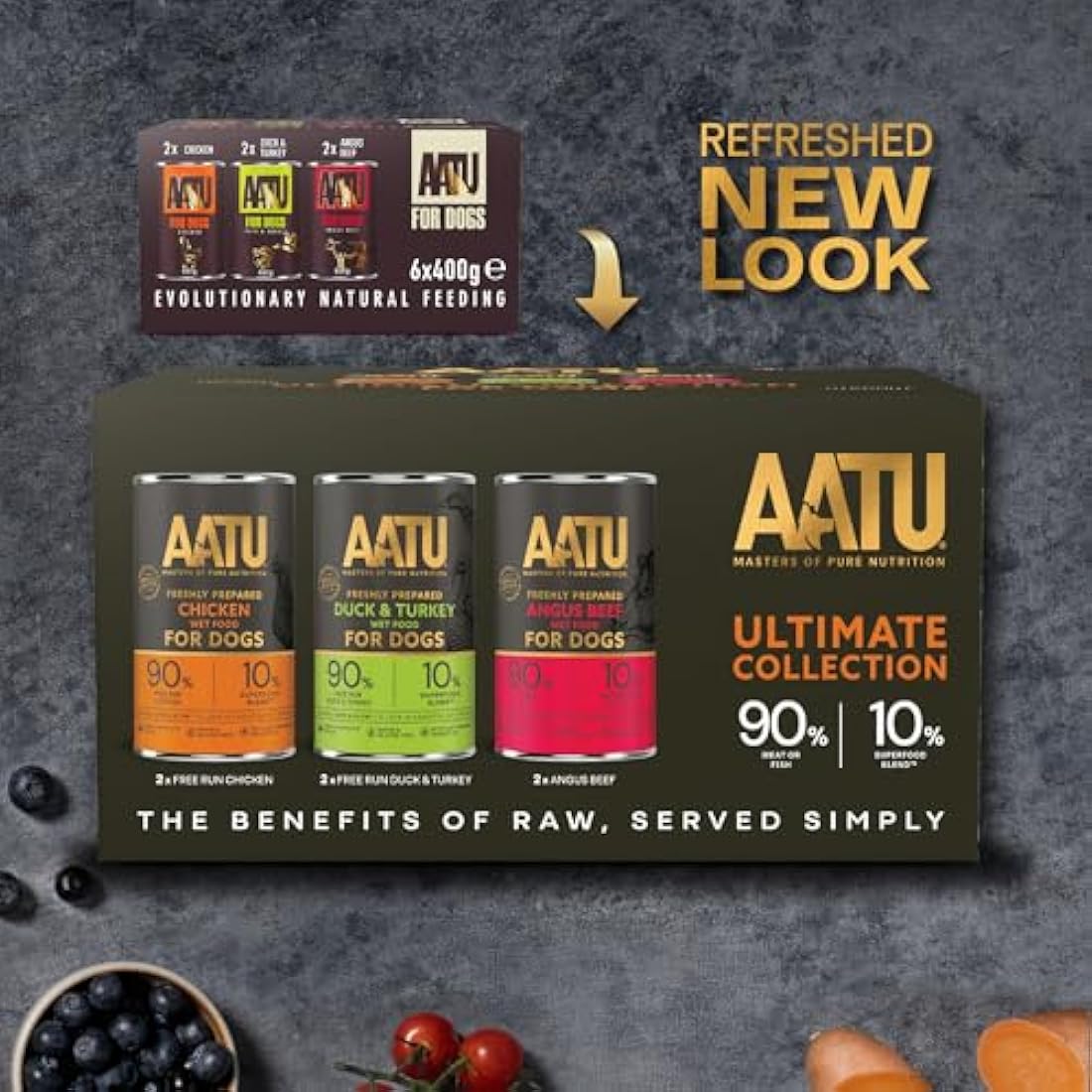 AATU Grain Free Wet Dog Food Variety Pack – 6x400g Tins
