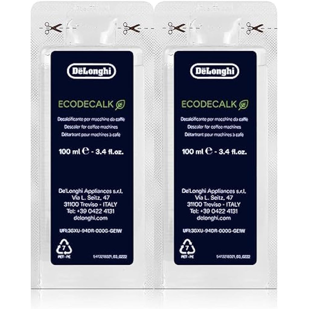 DeLonghi EcoDecalk Descaler – 10x 100ml Value Pack for Coffee Machines