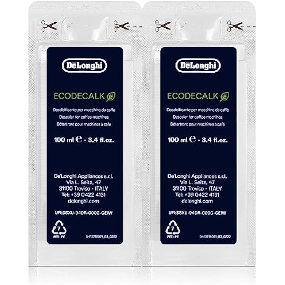 DeLonghi EcoDecalk Descaler – 10x 100ml Value Pack for Coffee Machines