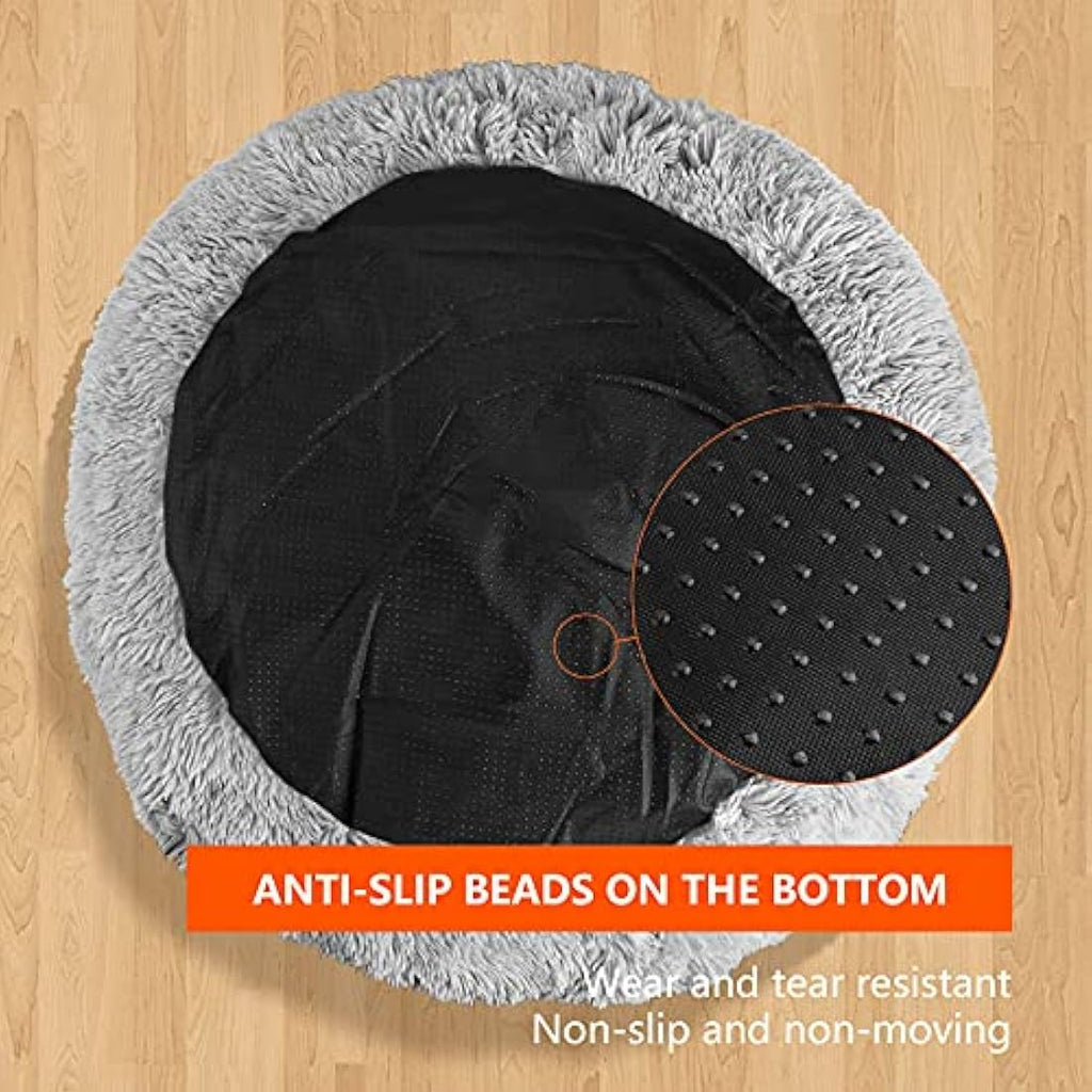 FireOwl Calming Dog Bed – Large 70cm Plush Donut Anti-Anxiety Cuddler