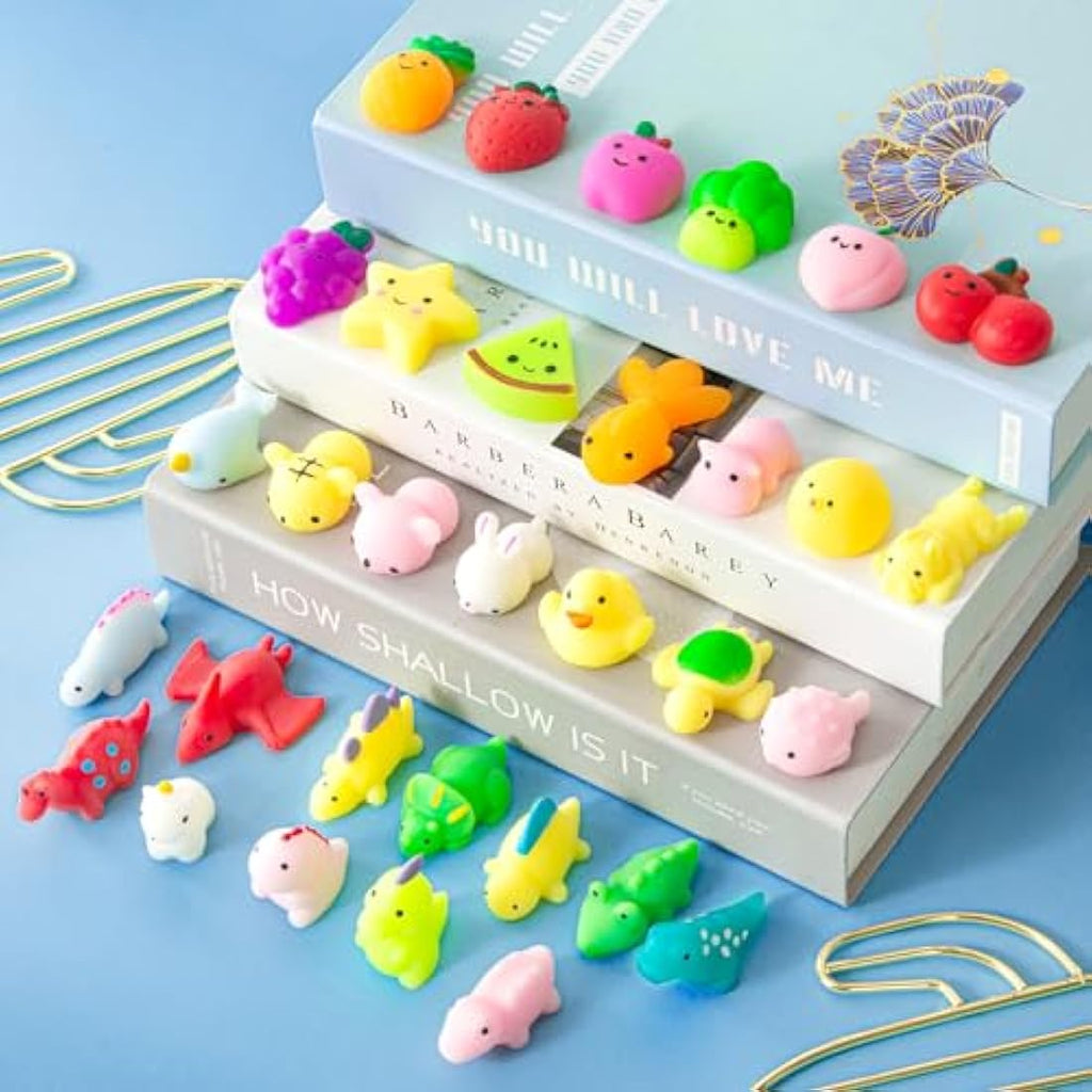 Jolof Store 32Pcs Mochi Squishy Toys – Animal & Dinosaur Fidget Pack