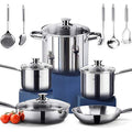 HOMICHEF 14-Piece Nickel Free Stainless Steel Cookware Set | Induction