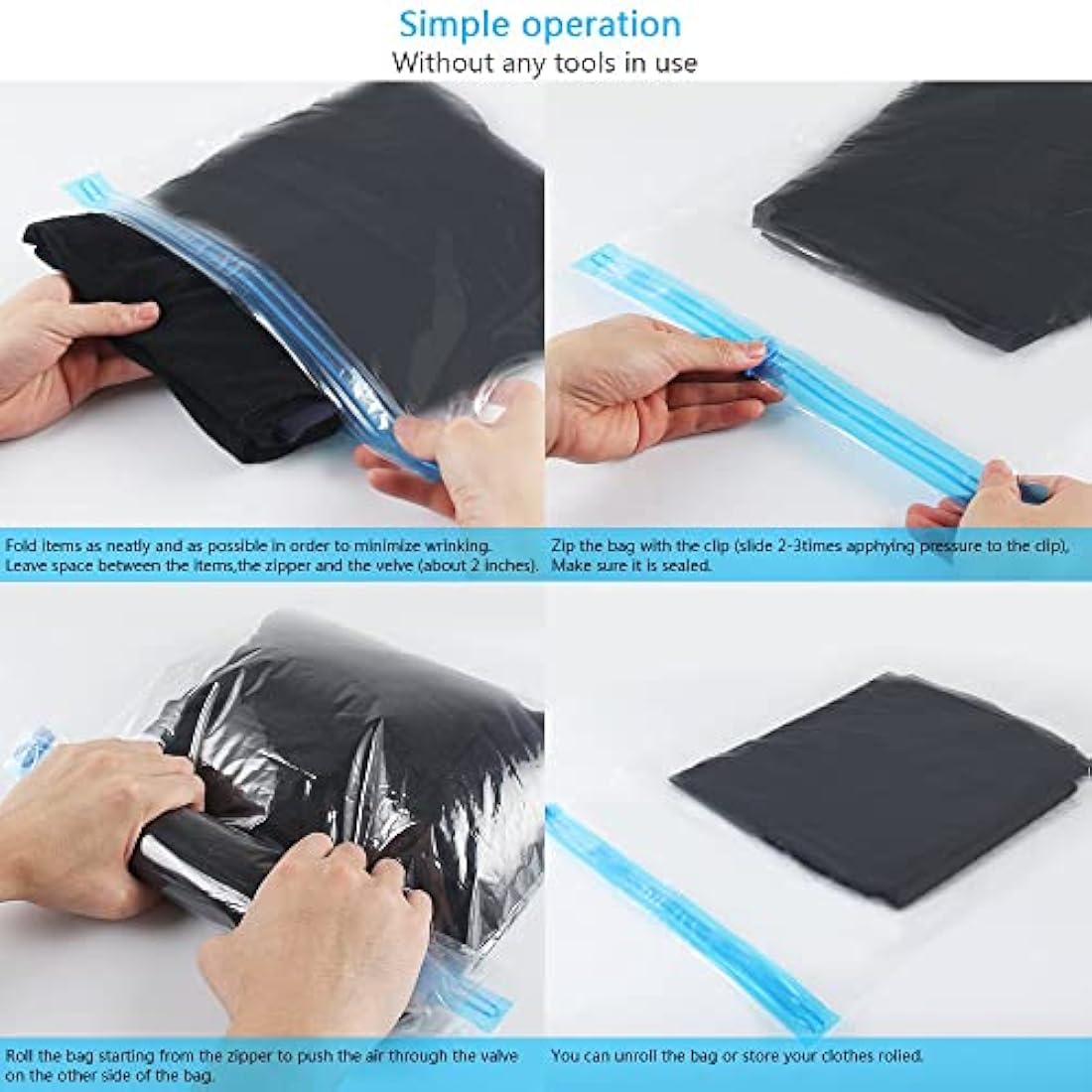 KFYM 10-Pack Travel Space Saver Bags | Roll-Up Compression Storage