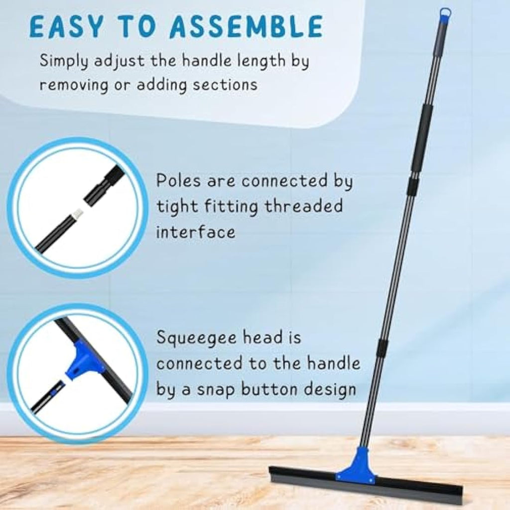 Jolof Store 60cm Floor Squeegee | Heavy Duty Rubber Broom with 150cm Handle