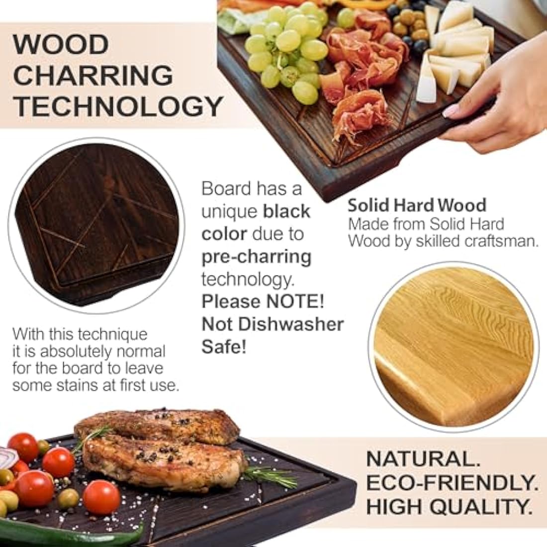 Extra Large Oak Steak Serving Board – 16 x 12 Carving Platter