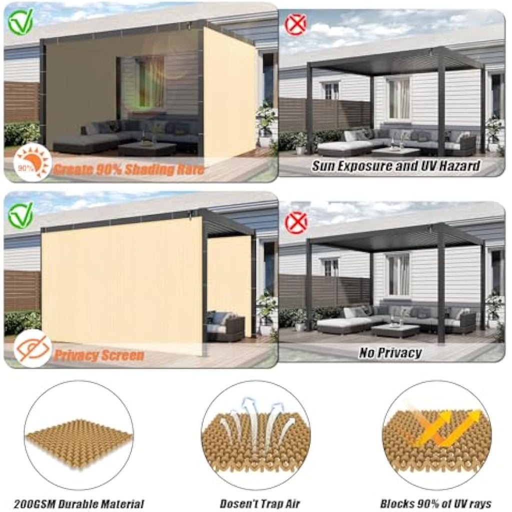 KANAGAWA 12'x20' Sun Shade Cloth | 90% UV Block HDPE Privacy Screen