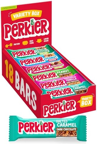 Perkier Variety Box – 18 Vegan Protein & Fibre Fruit and Nut Bars